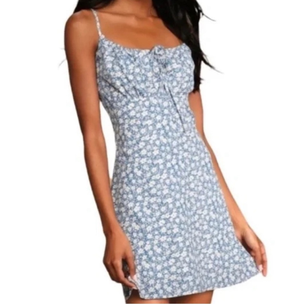 Reformation Blue Floral Mini Dress (Cashio)